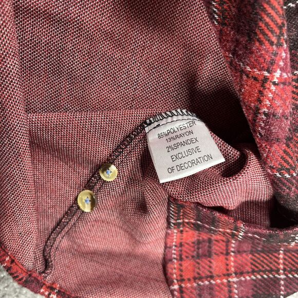 Tailor Byrd Shirt Mens Small Sweatershirt Flannel Button Up Plaid Pocket Red NWT - Picture 8 of 16